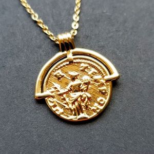 Coin necklace Ancient Style Gold Tone
